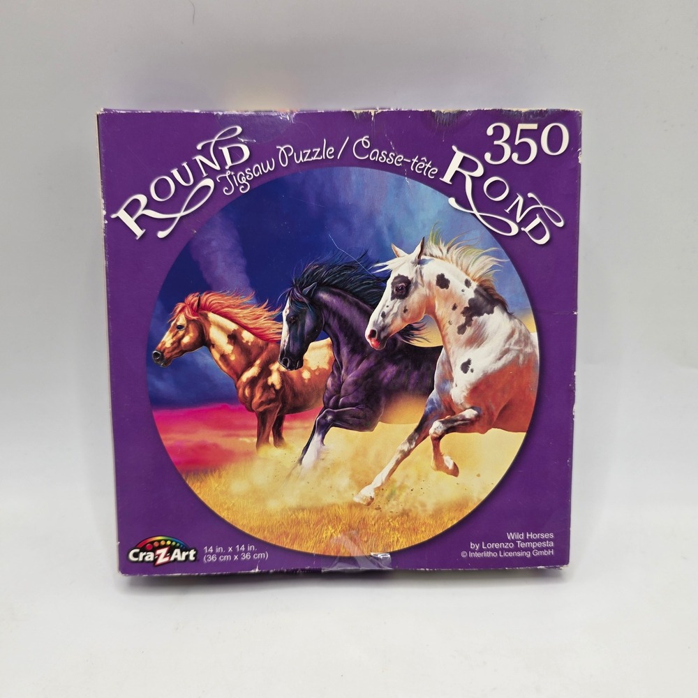 Cra-Z-Art Jigsaw Puzzle Wild Horses 350 Piece Round Lorenzo Tempesta Western Art
